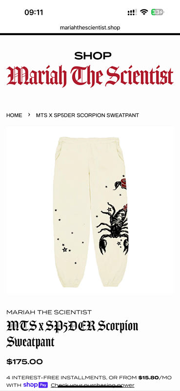 MTS X SP5DER SCORPION SWEATPANT