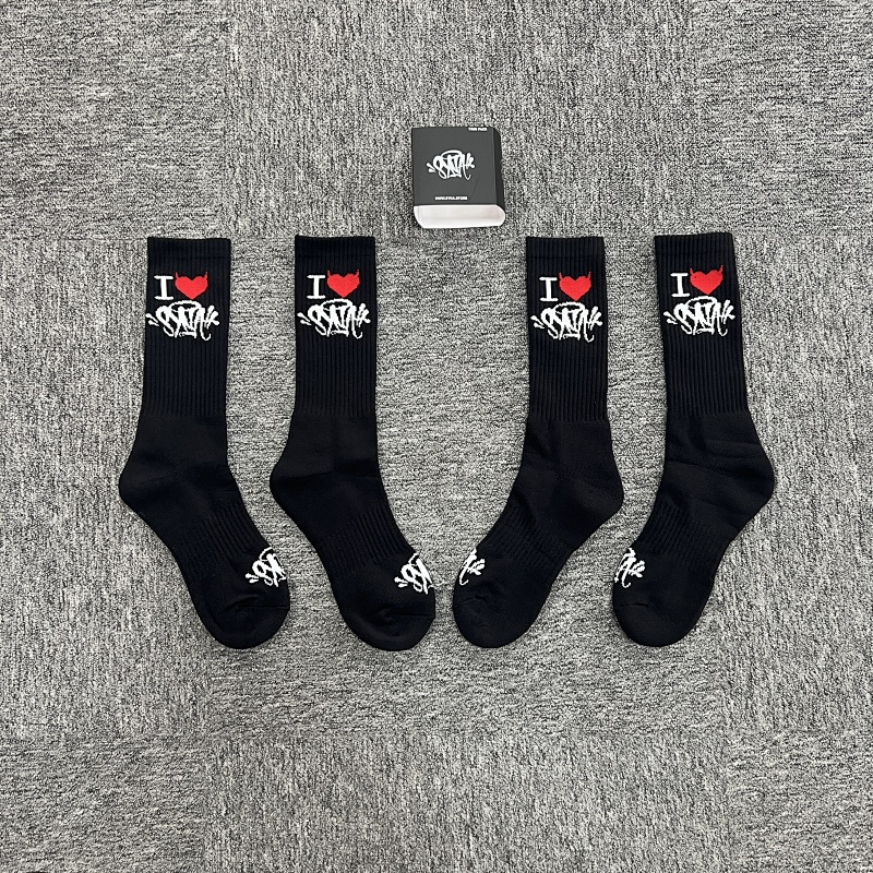 SYNAWORLD I HEART 2 PACK SOCK-BLACK SY-89