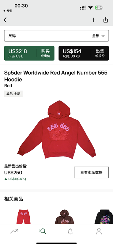 Sp5der Worldwide Red Angel Number 555 Hoodie