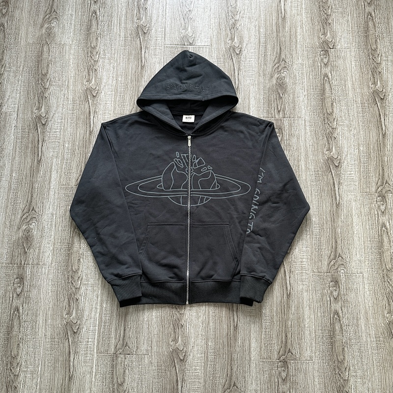 Outer Space Zip Up Hoodie - Onyx