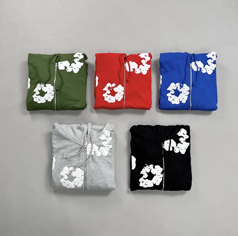New Cotton Wreath Zip Hoodie Denim Tears