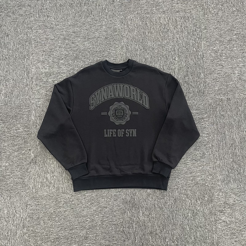VARSITY CREW SWEAT-BLACK SY-115