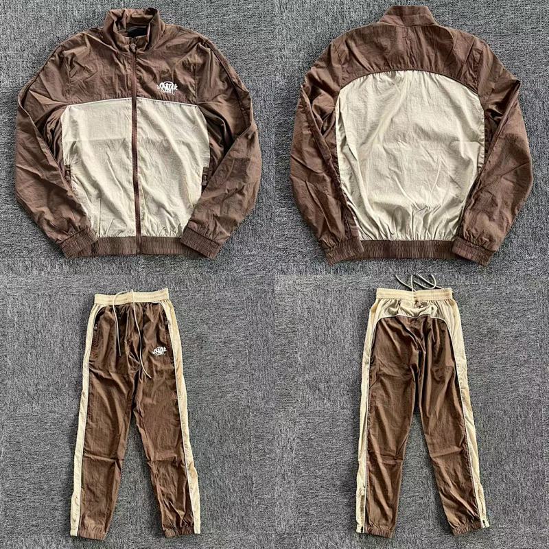 S-World logo shell tracksuit Brown/Beige-White SY-12