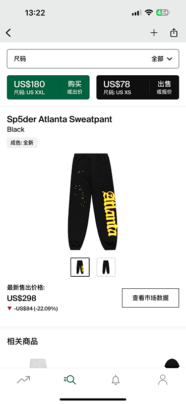 Sp5der Atlanta Sweatpant Black