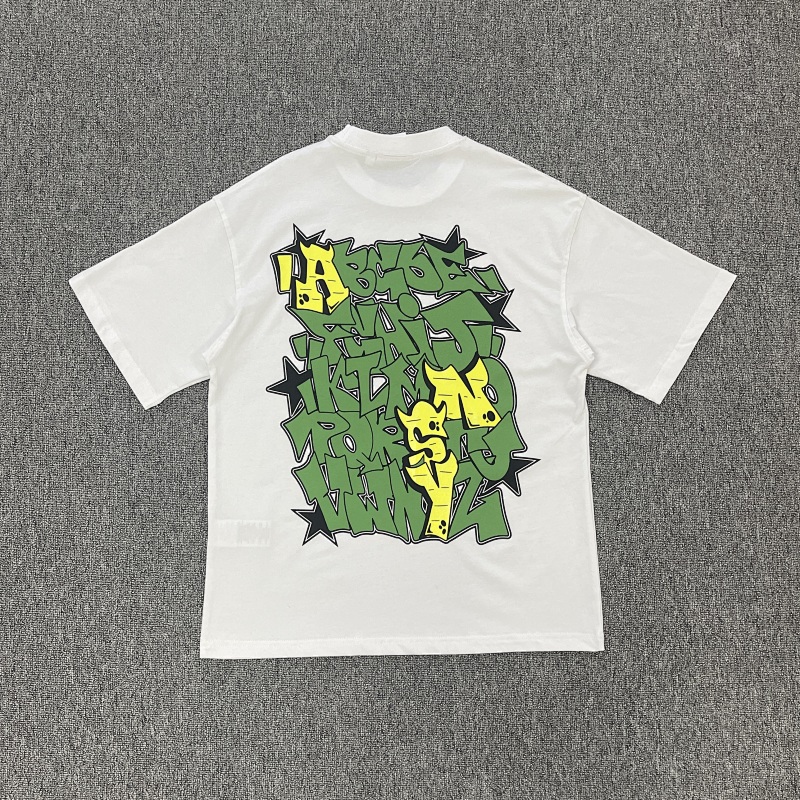 SYNAWORLD GRAF PRINTED TEE - WHITE/GREEN SY-195