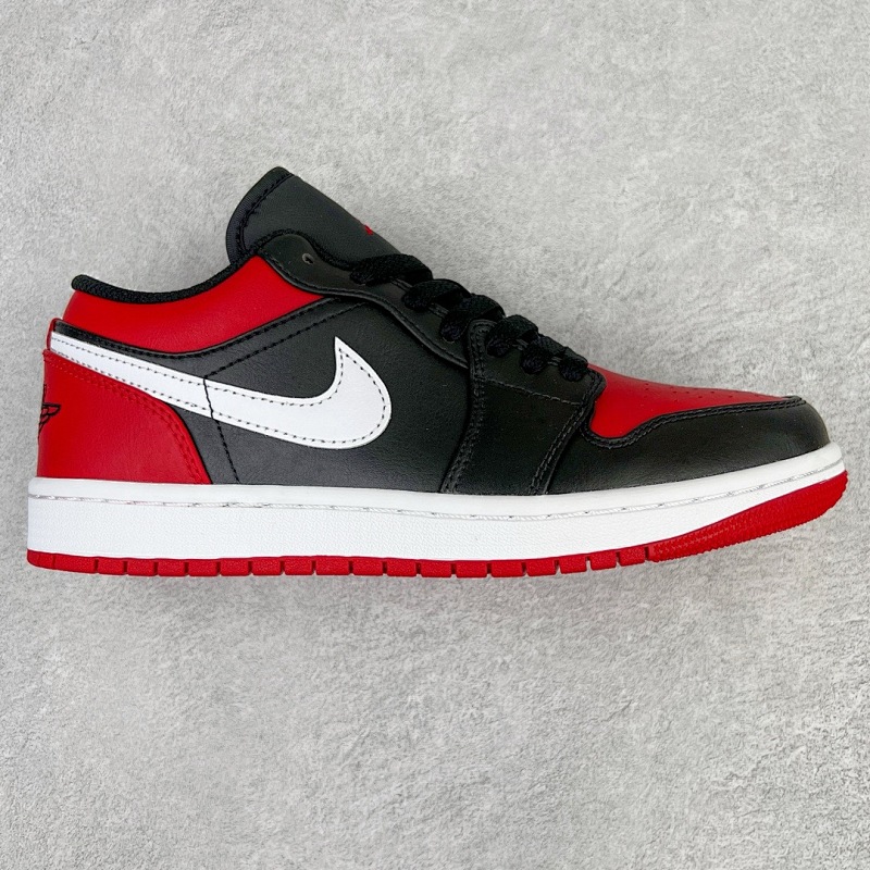 AJ1 low cut black red white hook!