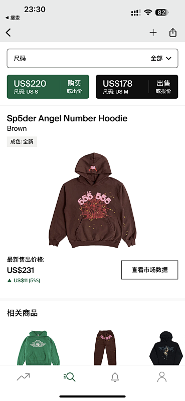 SP5DER ANGEL NUMBER HOODIE BROWN