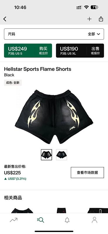 Hellstar Sports Flame Shorts Black