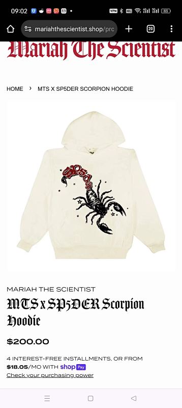 MTS X SP5DER SCORPION HOODIE