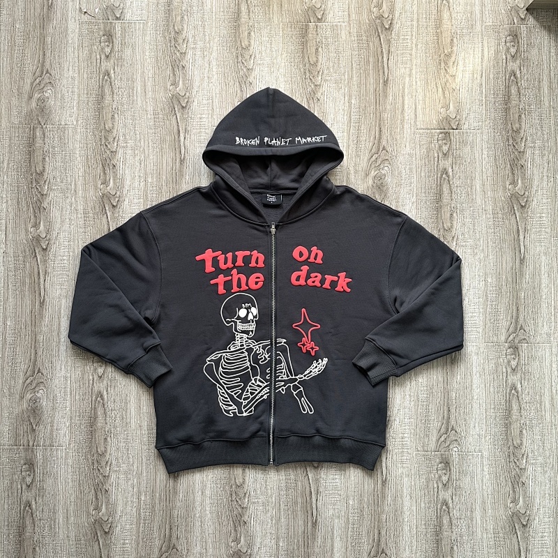 2.0 Turn On The Dark Skeleton Zip Up Hoodie