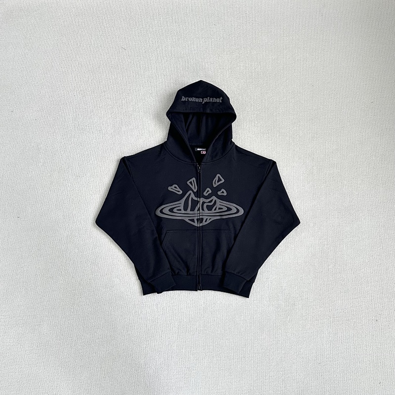BPM-Zip Hoodie Black Grey