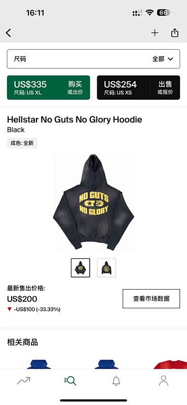 Hellstar No Guts No Glory Hoodie Black