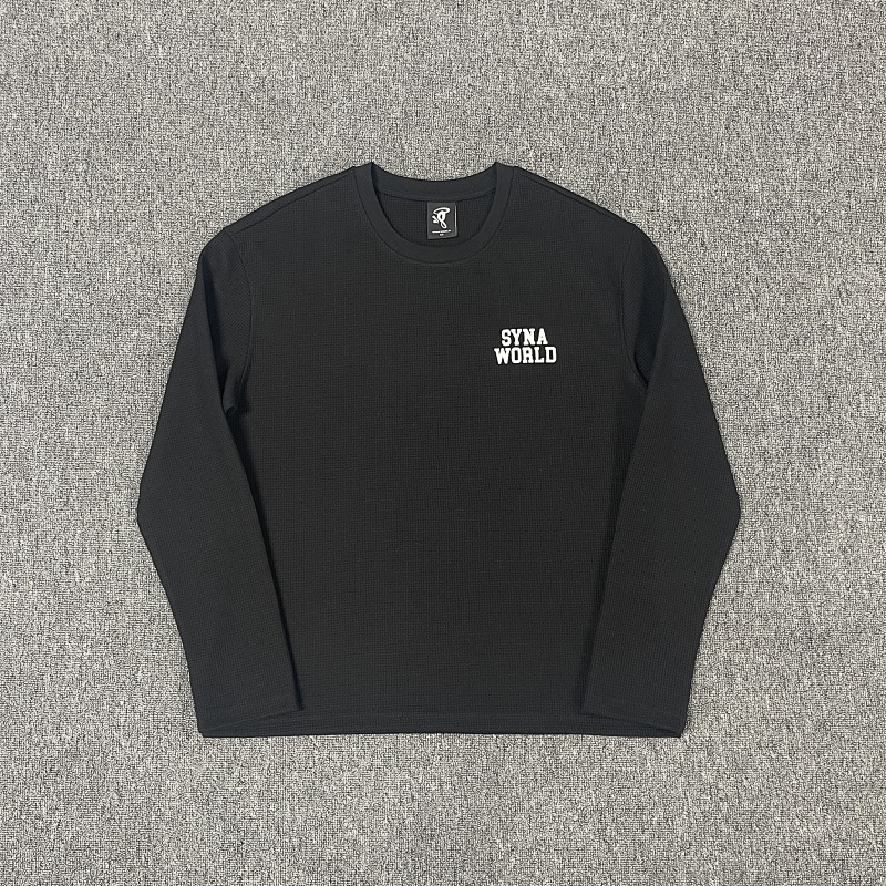 SYNAWORLD LS WAFFLE TEE - BLACK SY-194