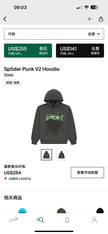 Sp5der PunkV2 Hoodie Slate