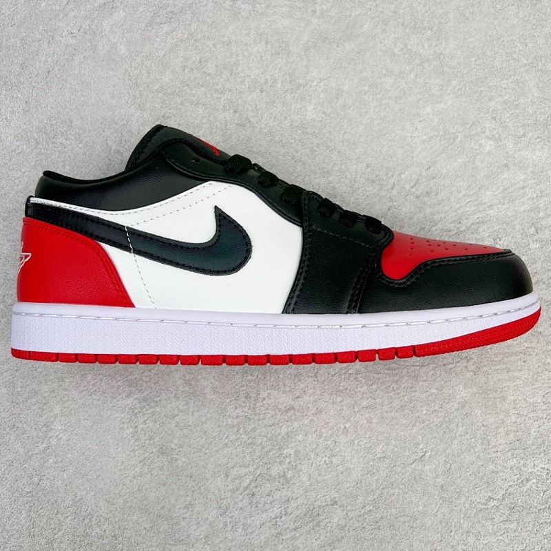 AJ1 low cut black and red toes!