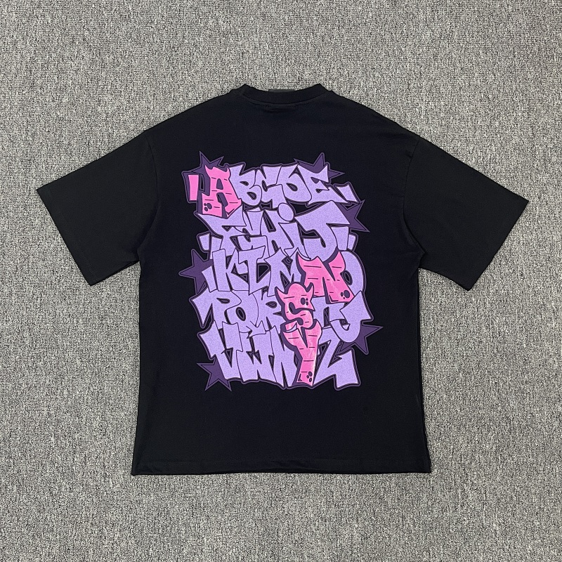 SYNAWORLD GRAF PRINTED TEE - BLACK/PURPLE SY-196