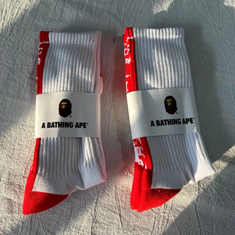 BAPE red towel Socks