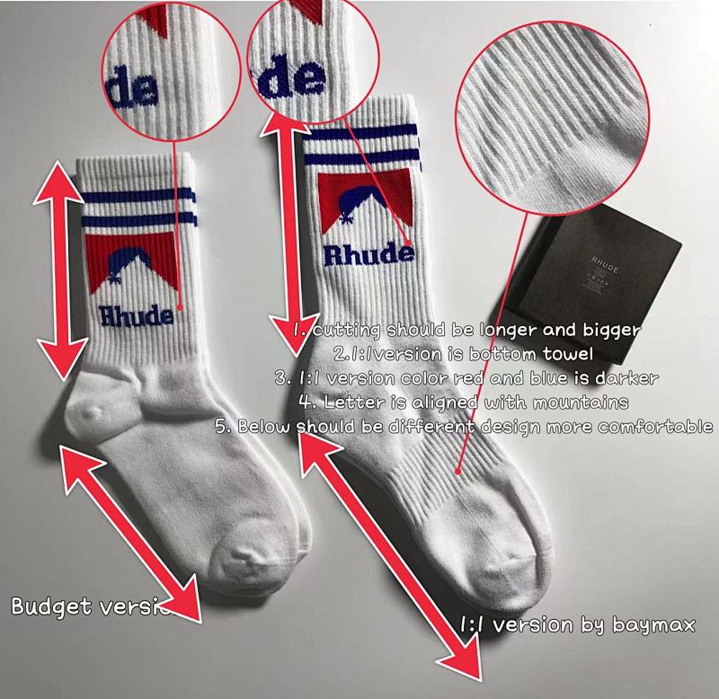 ：1 Rhude red mountain towel bottom socks