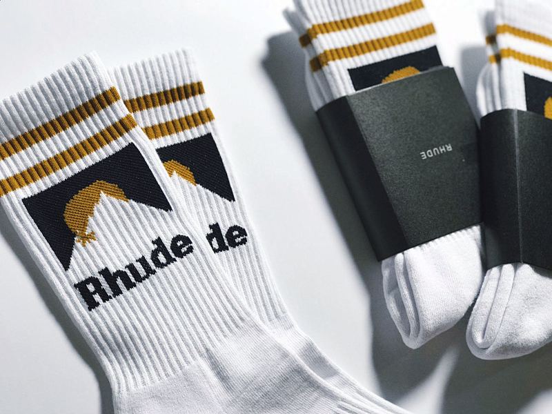 ：1 Rhude yellow mountain towel bottom socks