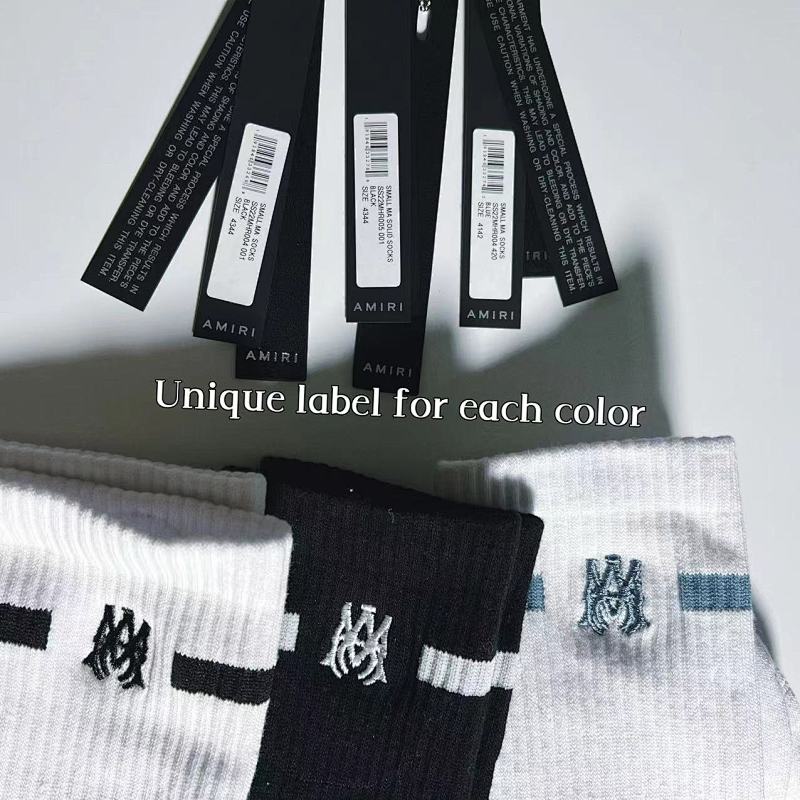 Amiri 1:1 embroidery logo socks
