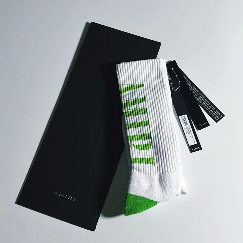 ：1 AMIRI socks back logo towel socks——