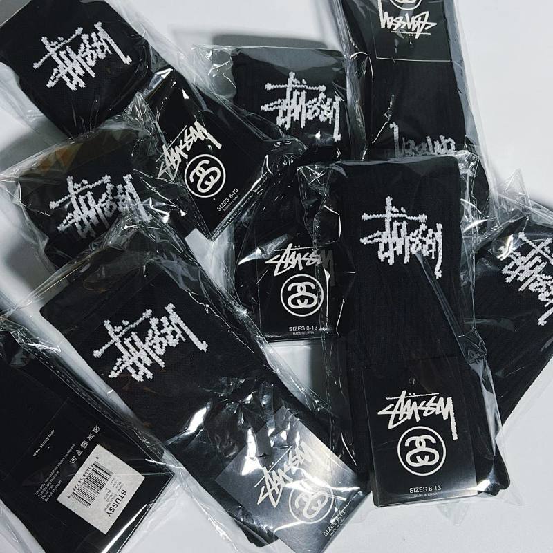STU black big logo towel sock