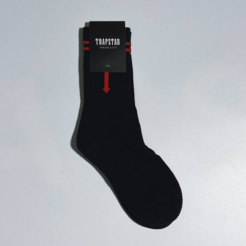 trap star black red logo towel socks