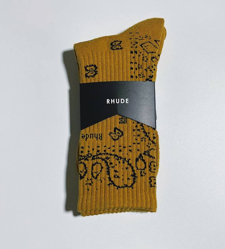 RHUDE BANDANA JACQUARD towel SOCK——yellow