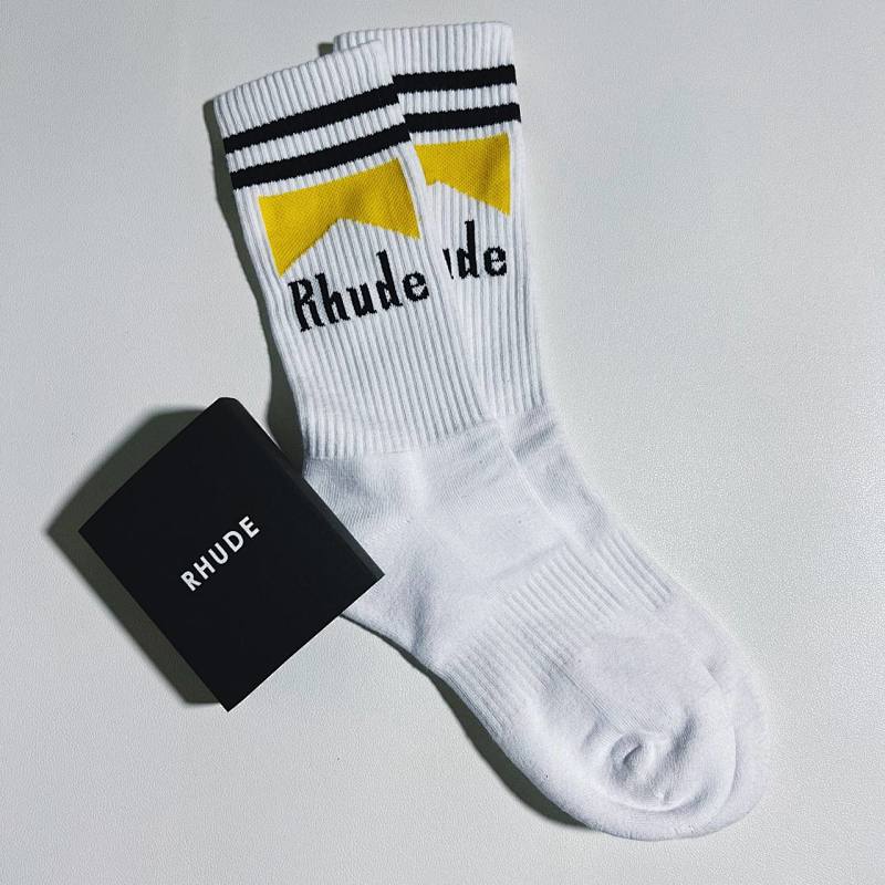RHUDE moutain yelllow towel socks 1:1