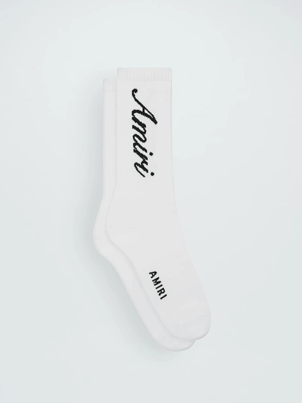 AMIRI SCRIPT TUBE SOCK white——in stock now