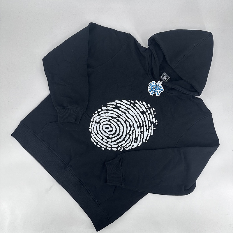 Finger Print Hoodie Black