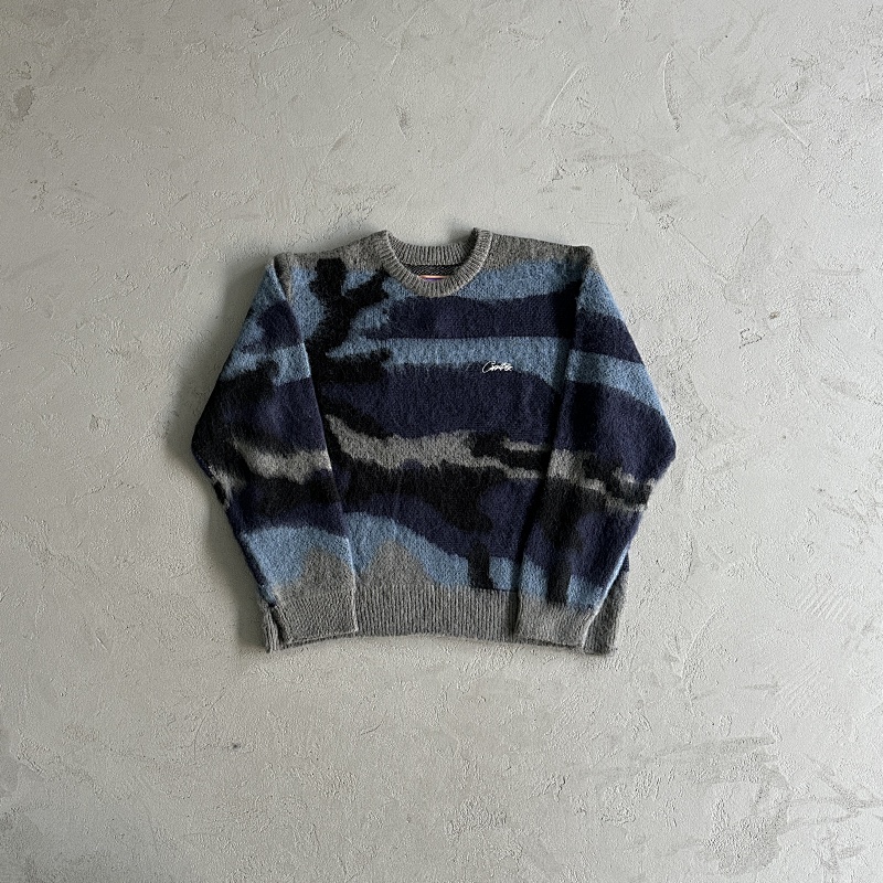 Mohair kmit sweater deep ocean camo