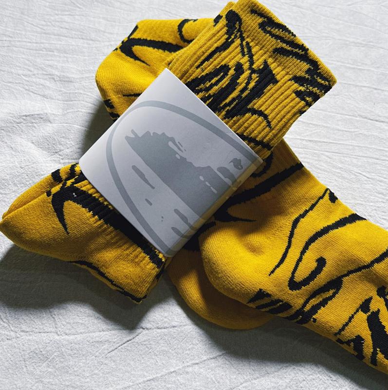 Corteiz decorative pattern towel socks yellow
