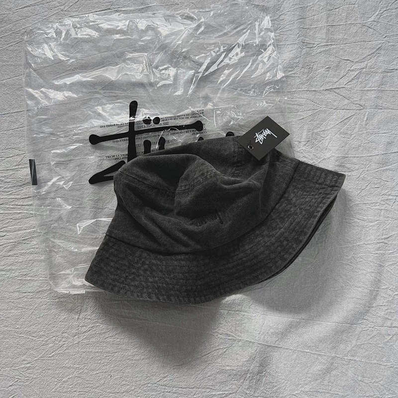 stussy waterwash fade grey hat