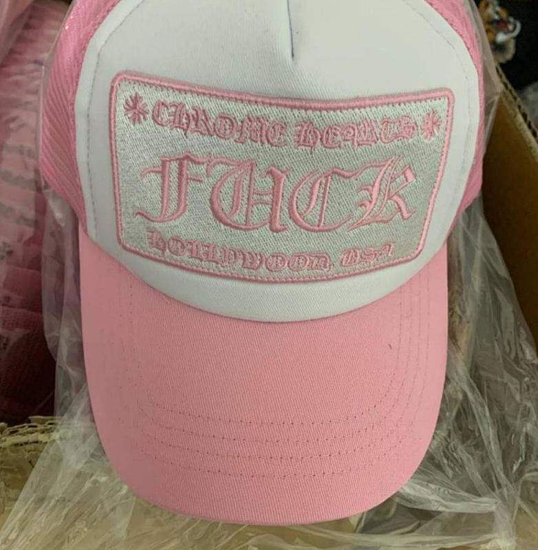CHROME HEARTS FUCK pink trucker hat