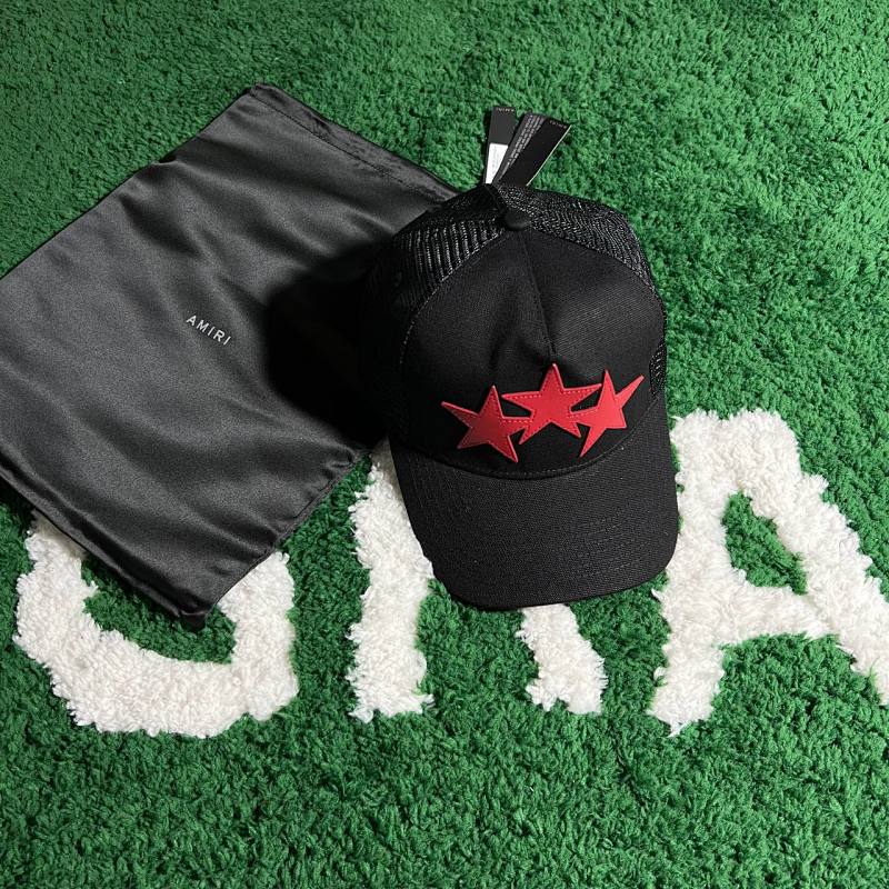 AMIRI red star real leather trucker hat