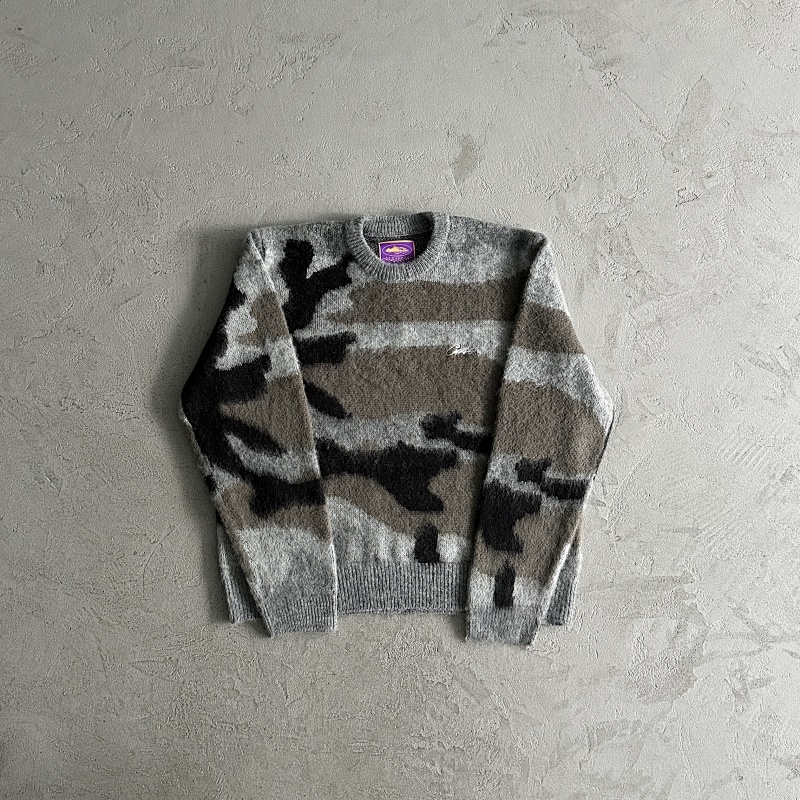 Mohair kmit sweater deep ocean camo