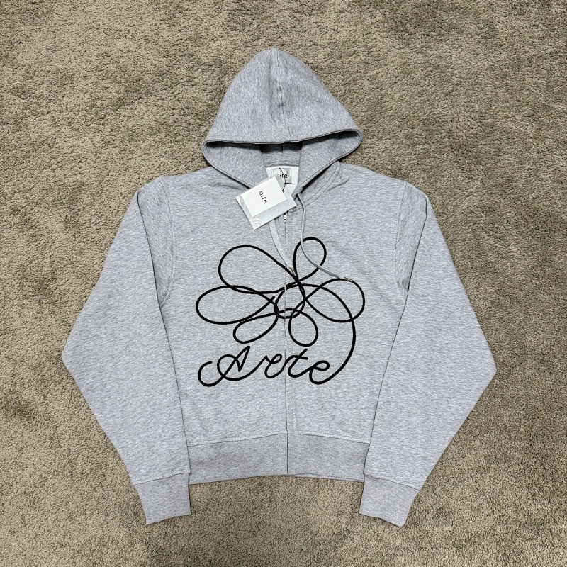 Ate Flower Zip-up EMB jacket Grey