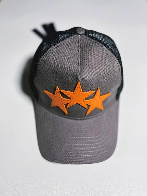AMIRI 3 orange star brown hat——real leather star