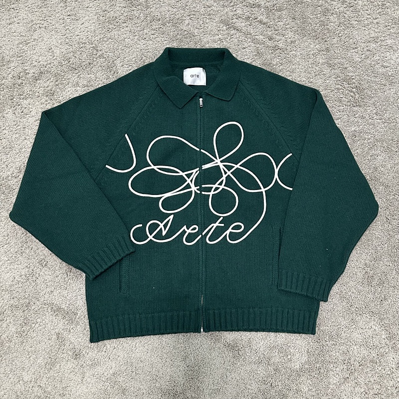 Ate Cardigan Flower Round Knit Green