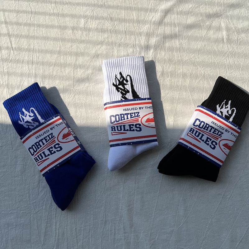 CORTEIZ baseball socks (black and white and blue)