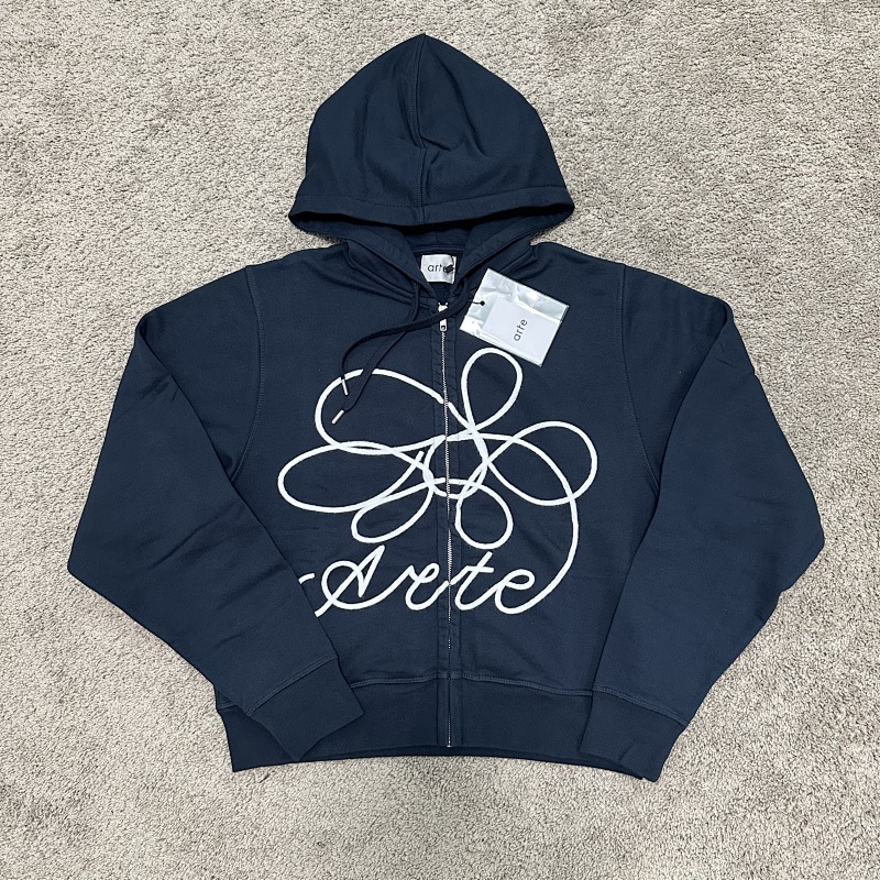 Navy Ate Flower Zip-up EMB jacket