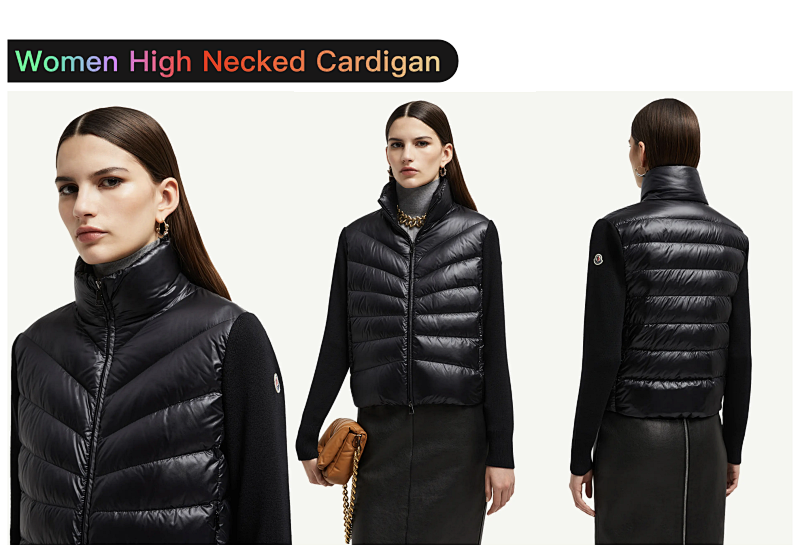 Women High Necked Wool Cardigan