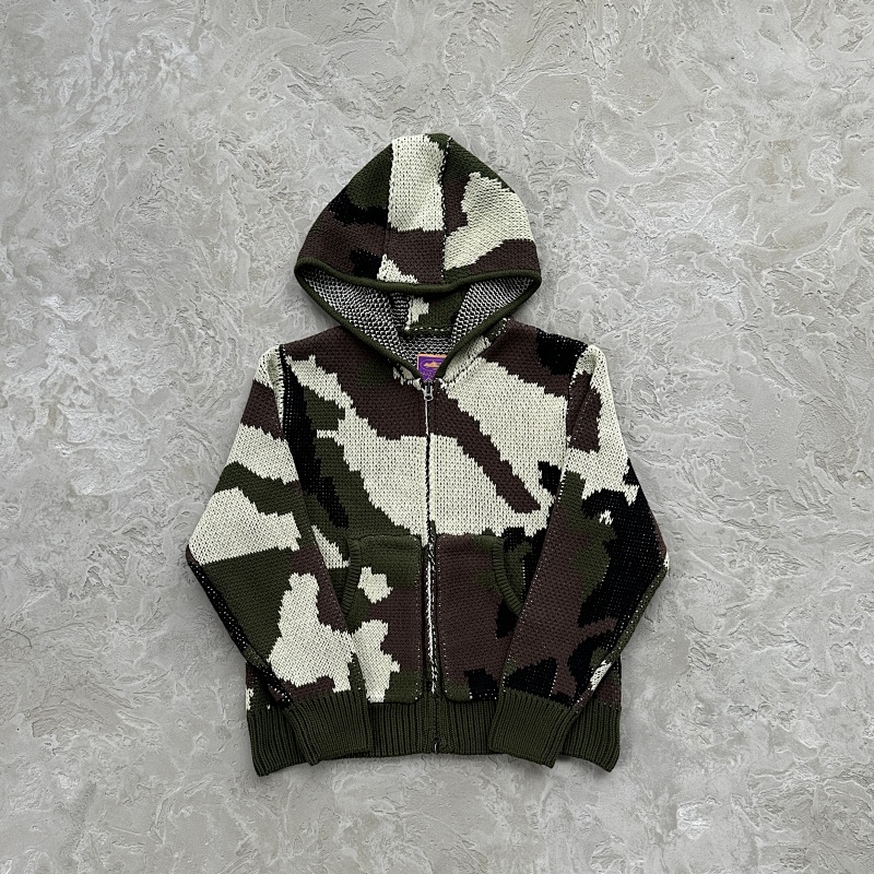 alca traz heavy knit zip hoodie-camo