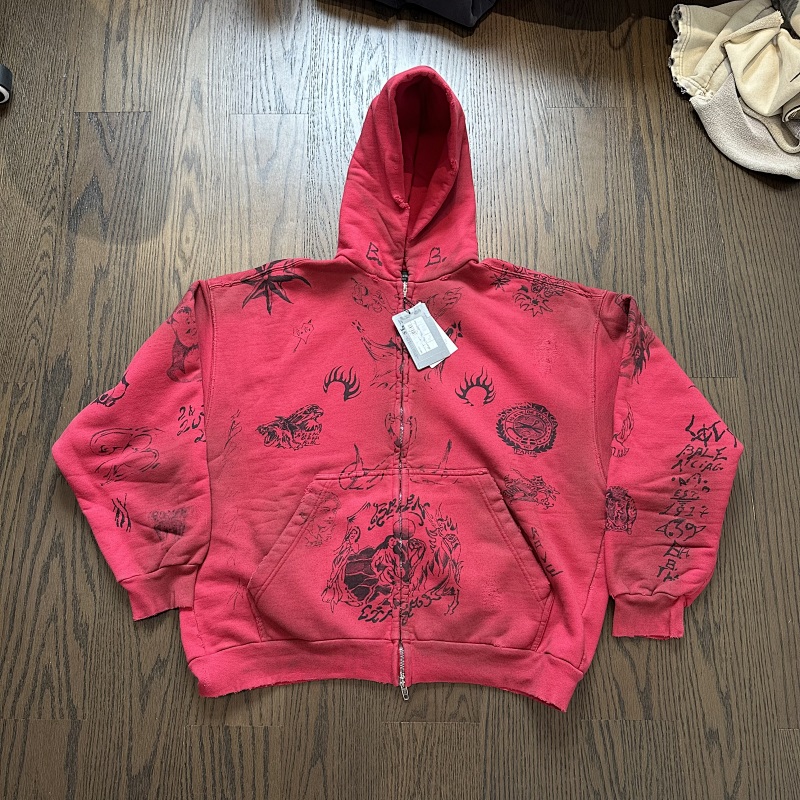 Balenciaga red tattoo zip