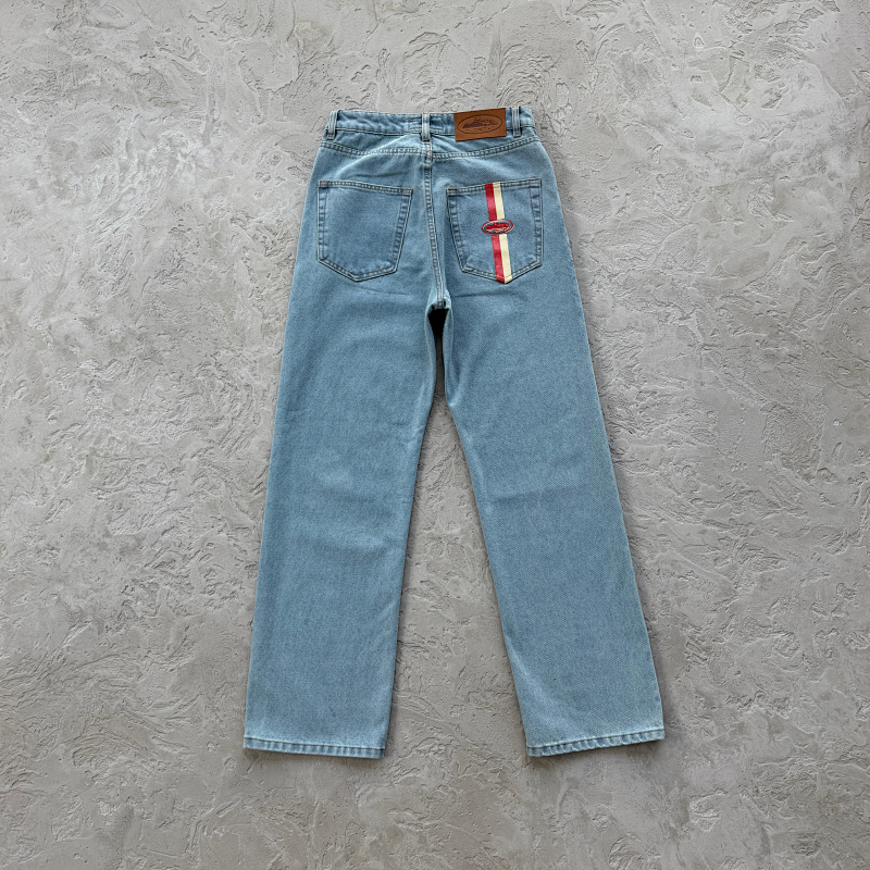 DUAL STRIPE BAGGY JEANS-blue