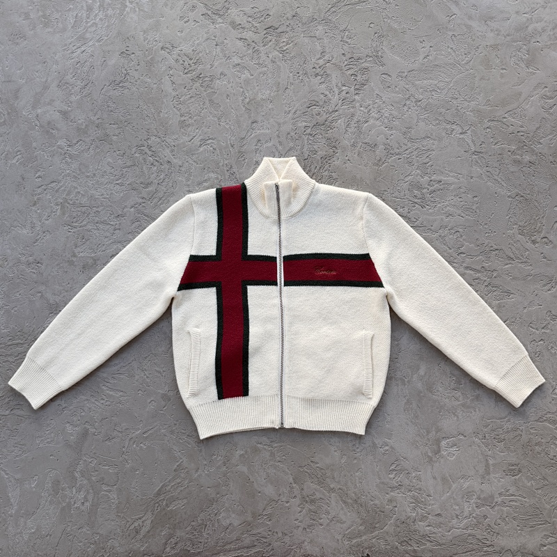 lux knit zip up-White
