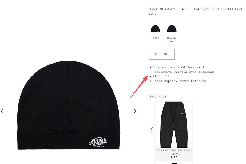 SYNA SEAMLESS HAT - BLACK/SILVER REFLECTIVE