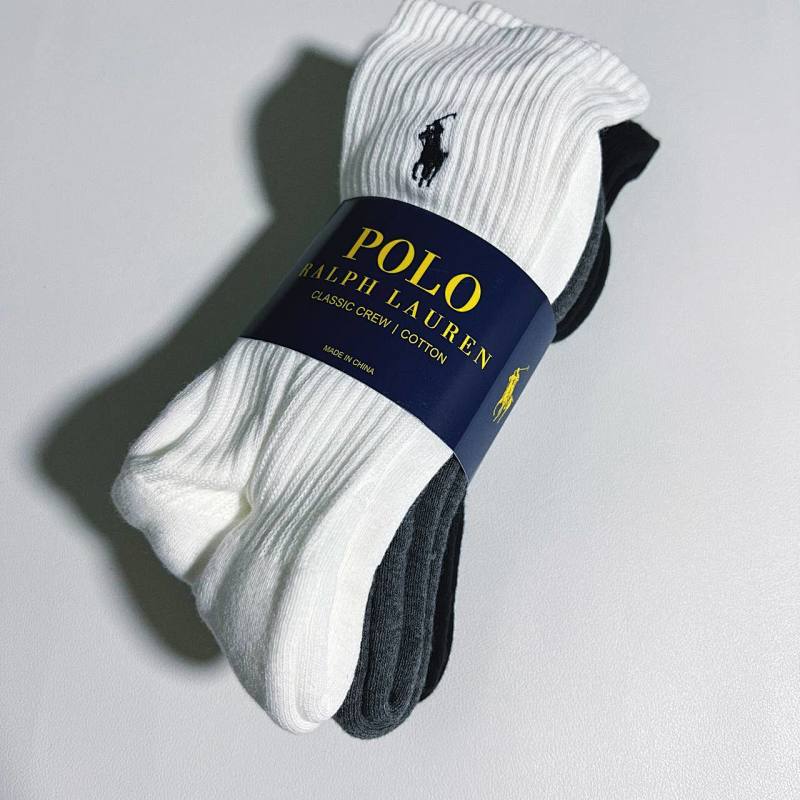PL white grey black 3 pairs socks 3
