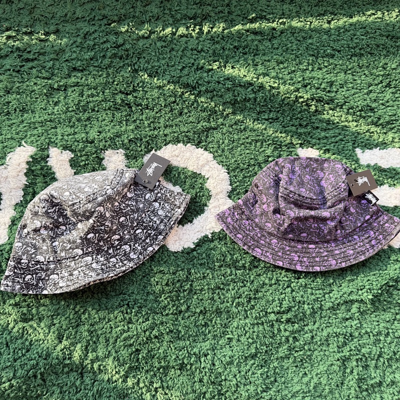 stu very skull bucket hat